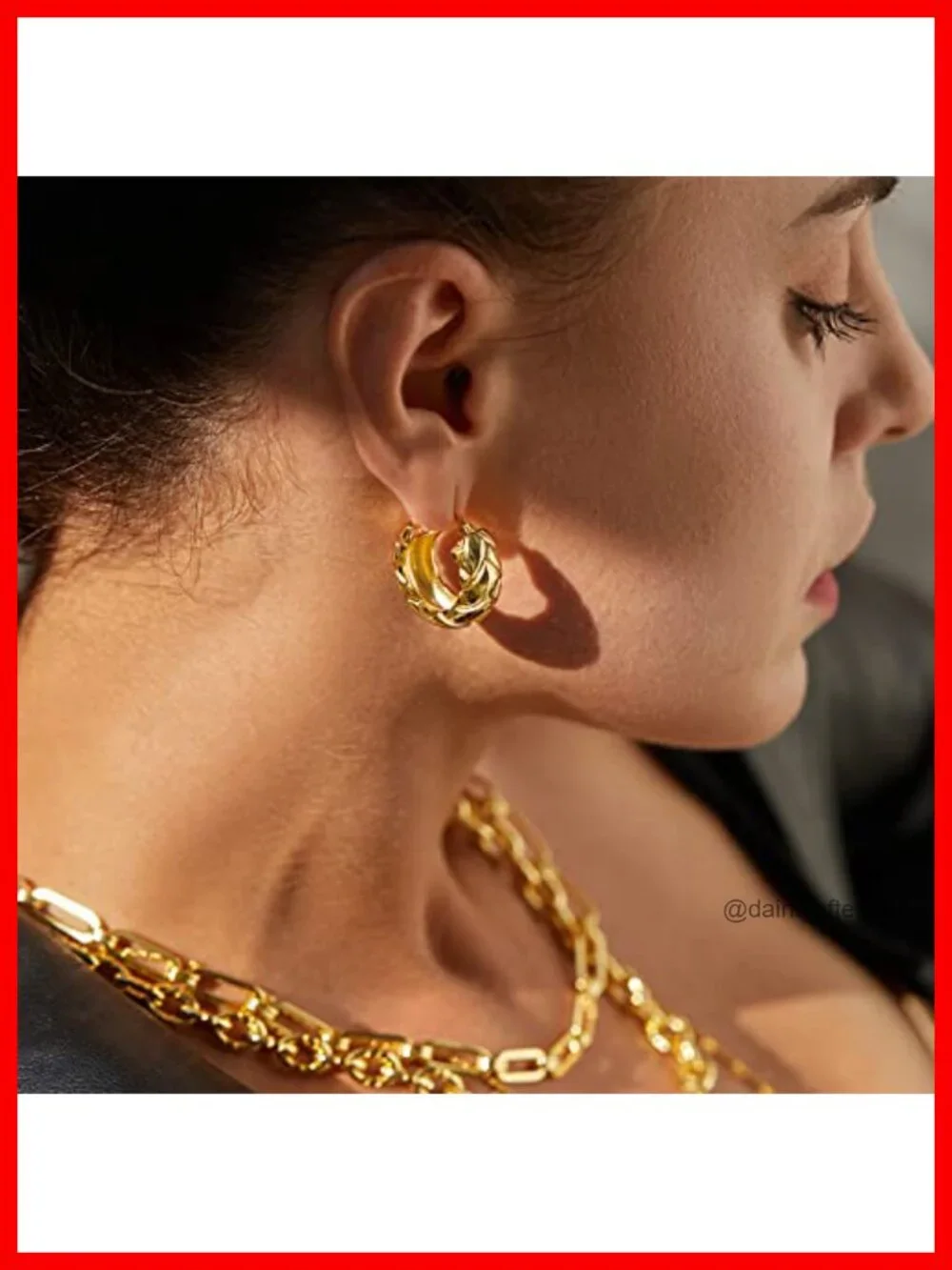 18K Gold Plated Chunky Hoop Earrings for Women Fashion Thick Gold Hoops Set